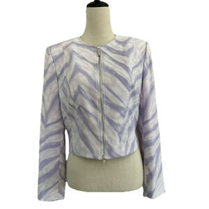 Alberto Makali x Cache Jacket Womens Size 8 Purple Abstract Cropped Zip Closure